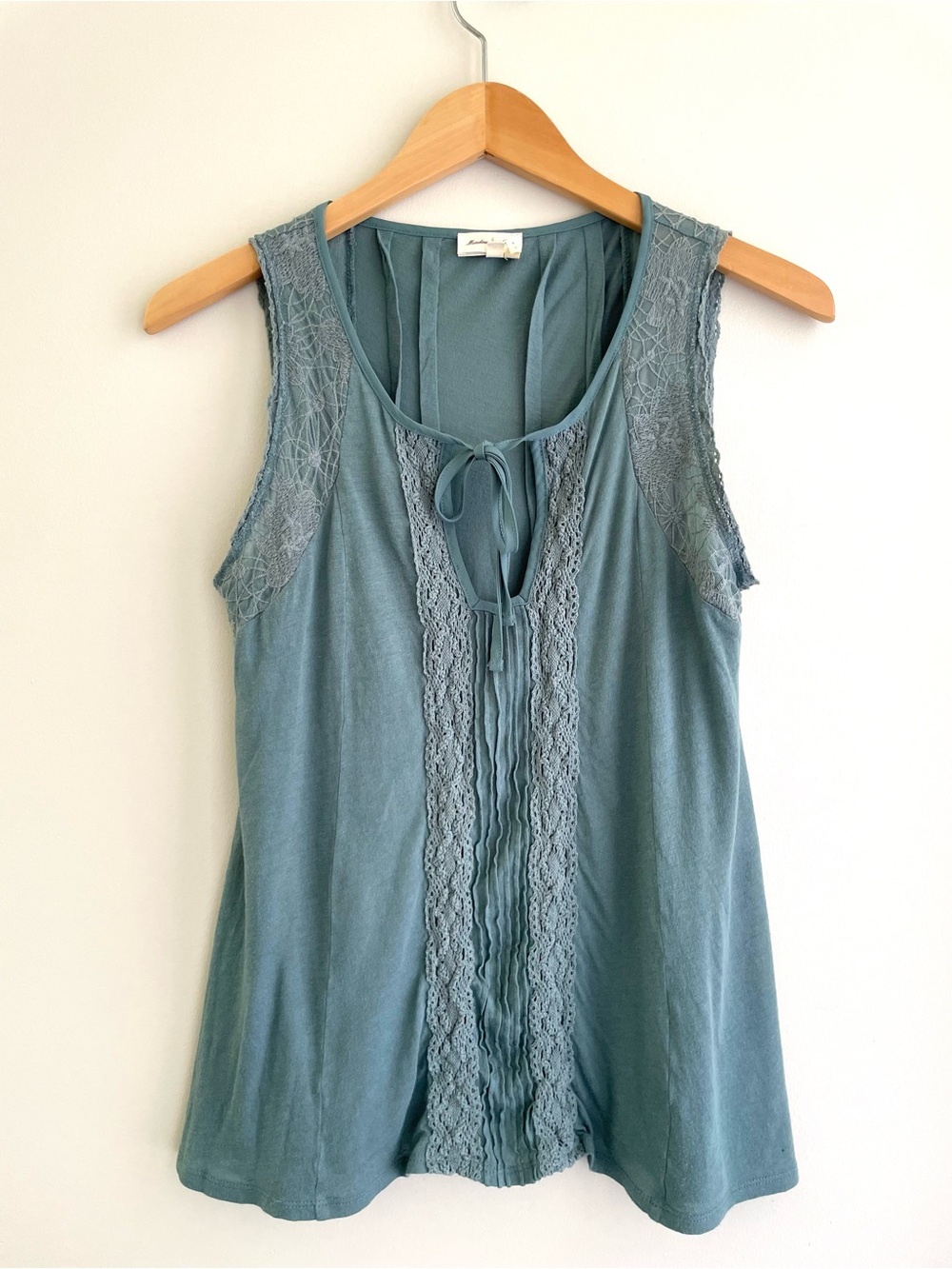 Meadow Rue Anthropologie Dusty Blue Lace-Trim Tank Top